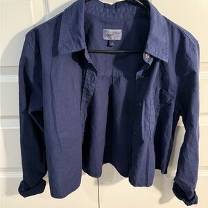 Navy button down